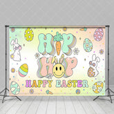 Aperturee - Aperturee Color Groovy Hiphop Egg Bunny Happy Easter Backdrop